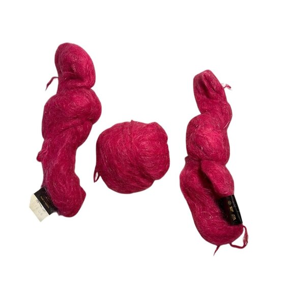Kranenburg BV Sparkling Yarn 3 Skeins Holland Wool Viscose Nylon Hot Pink - Picture 1 of 5